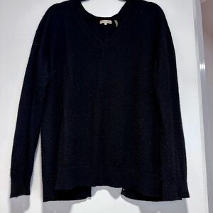 Minnie Rose Cashmere Button Back Black Sweater